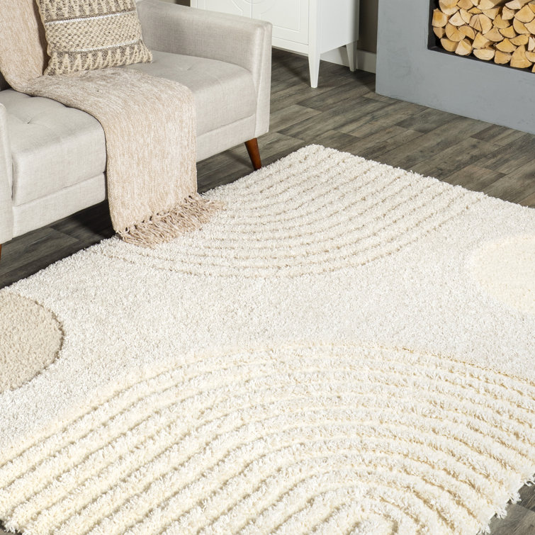 Wade Logan Gloria Ivory Cream Abstract Shag Area Rug Reviews